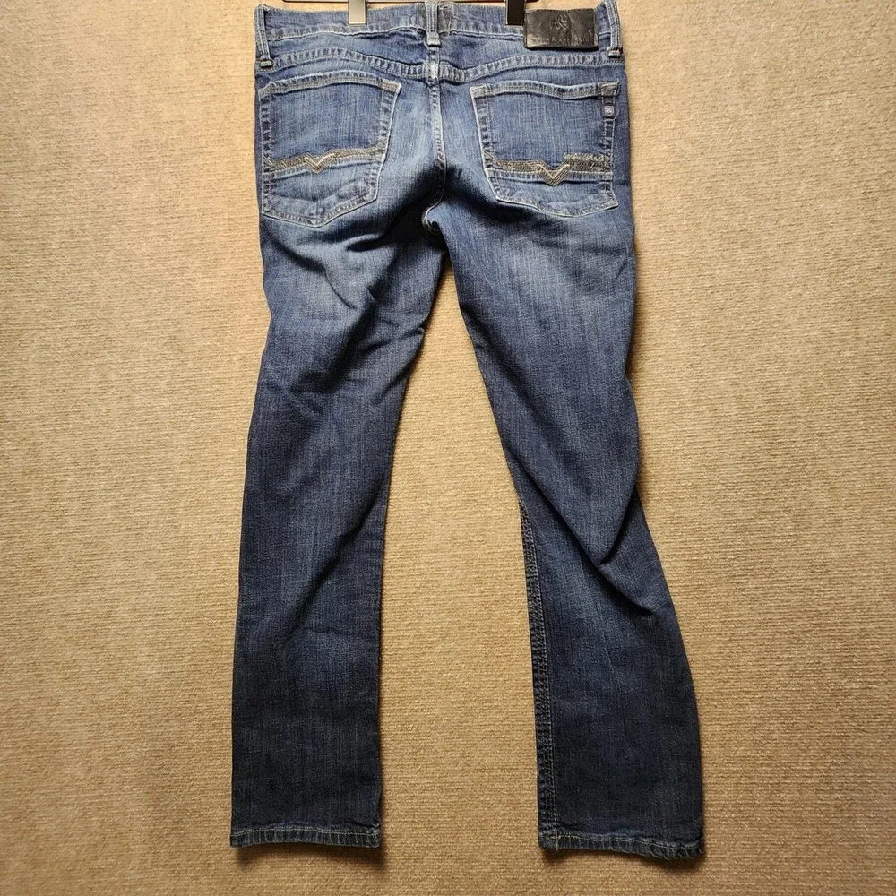 Rock & Republic Jeans Mens 32 Blue Medium Wash Straight Leg Embroidered Denim